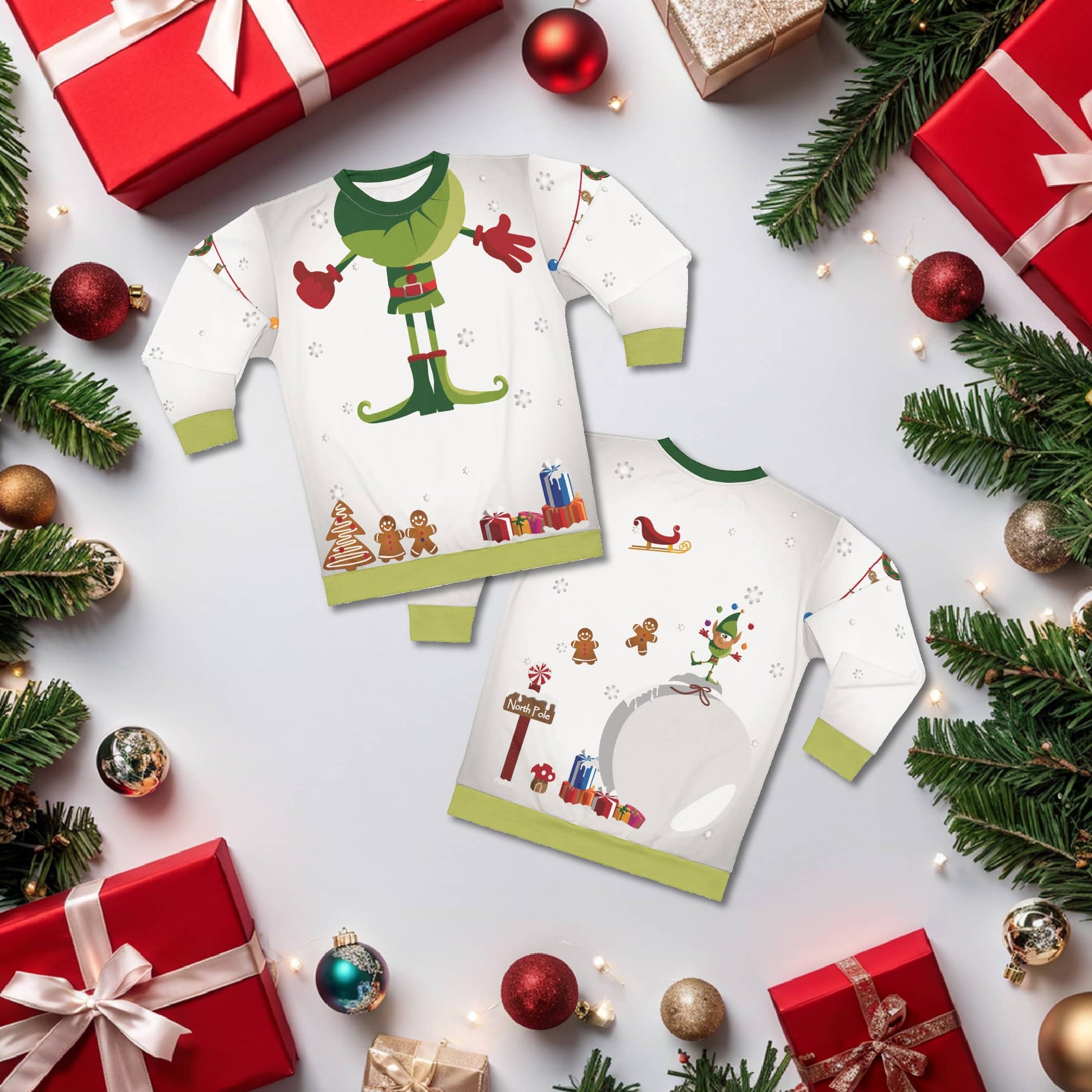 Elf sweatshirt front and back